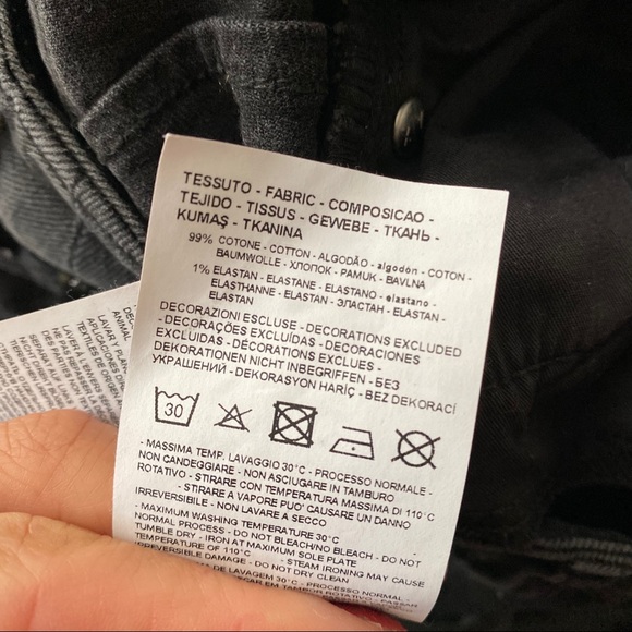 👖 ARMANI EXCHANGE SUPER SKINNY LIFT-UP BLACK WASHED DENIM SIDE FRINGE JE… - Picture 7 of 8